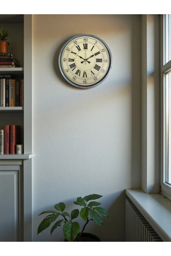 Zentime 36 Cm Gri Dekoratif Duvar Saati
