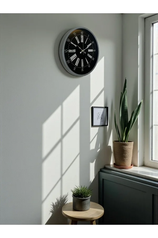 Zentime 36 Cm Gri Dekoratif Duvar Saati
