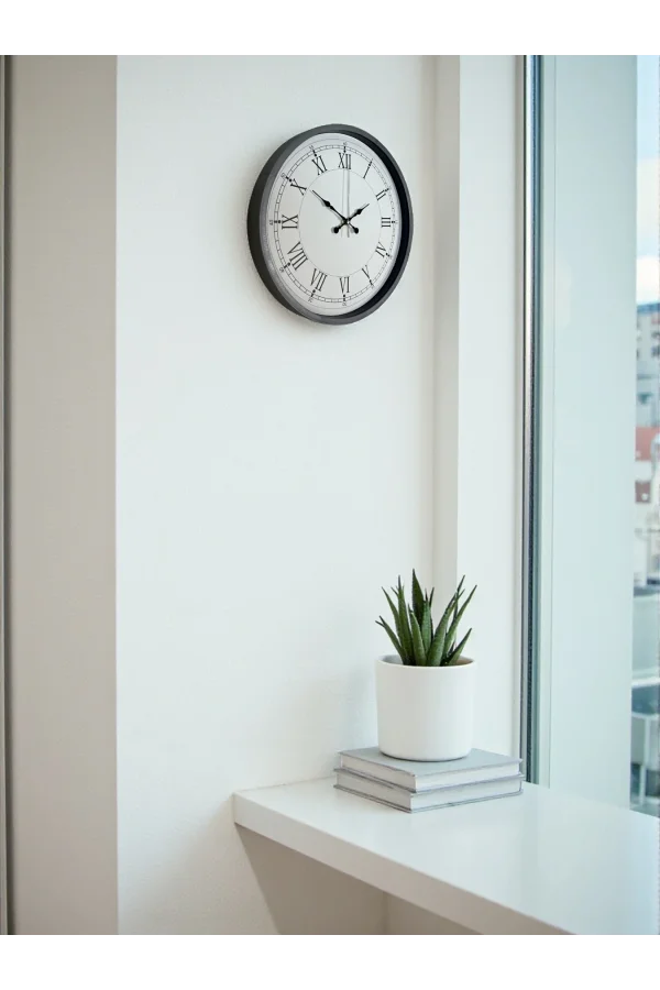 Zentime 36 Cm Gri Dekoratif Duvar Saati