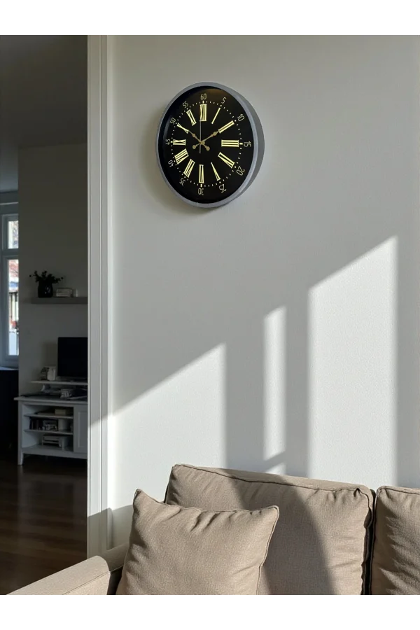 Zentime 36 Cm Gri Dekoratif Duvar Saati