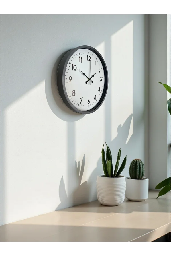 Zentime 36 Cm Gri Dekoratif Duvar Saati