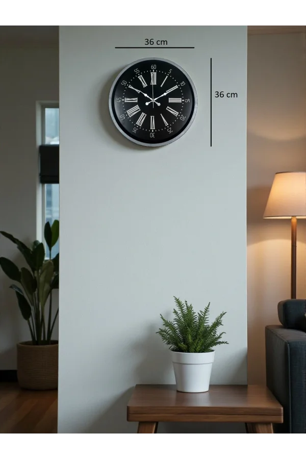 Zentime 36 Cm Gri Dekoratif Duvar Saati