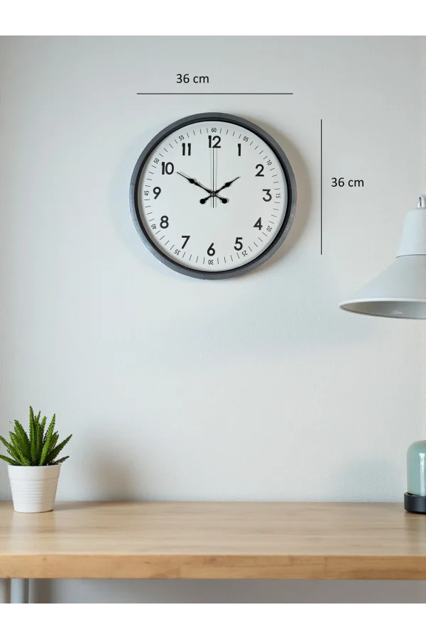 Zentime 36 Cm Gri Dekoratif Duvar Saati