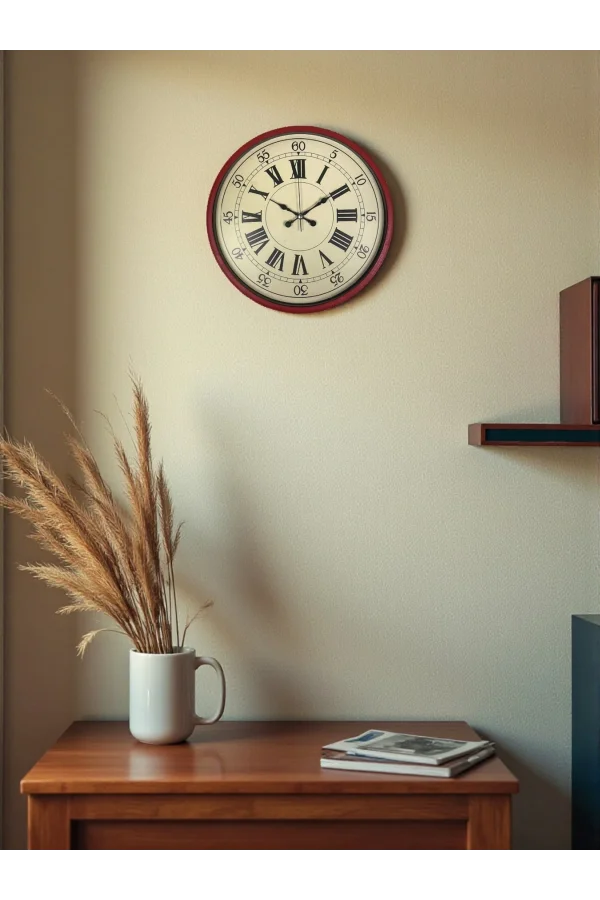 Zentime 36 Cm Kırmızı Dekoratif Duvar Saati