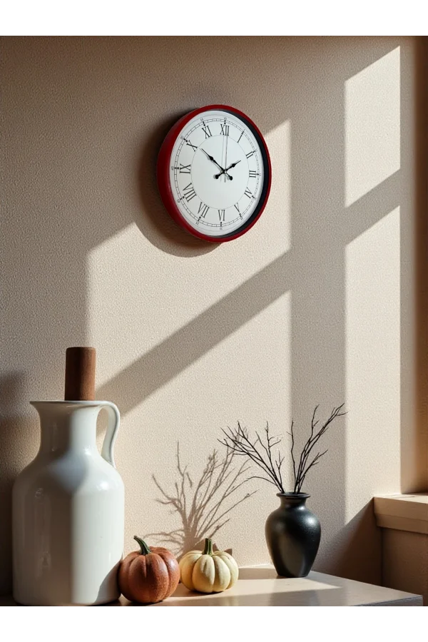 Zentime 36 Cm Kırmızı Dekoratif Duvar Saati