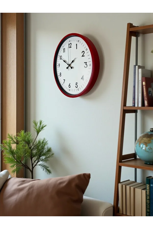 Zentime 36 Cm Kırmızı Dekoratif Duvar Saati