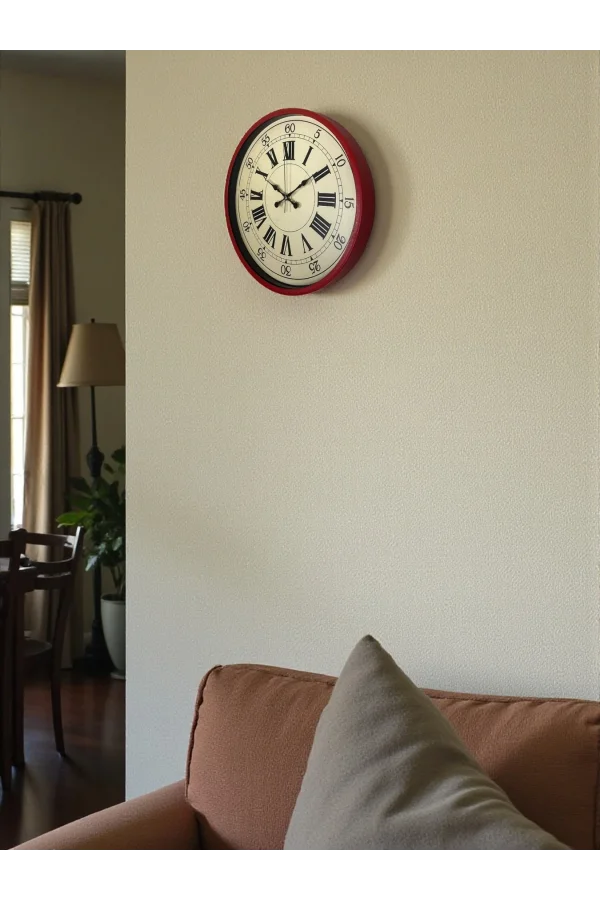 Zentime 36 Cm Kırmızı Dekoratif Duvar Saati
