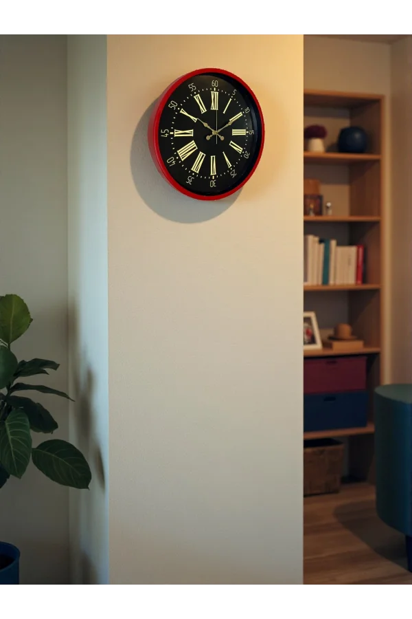 Zentime 36 Cm Kırmızı Dekoratif Duvar Saati