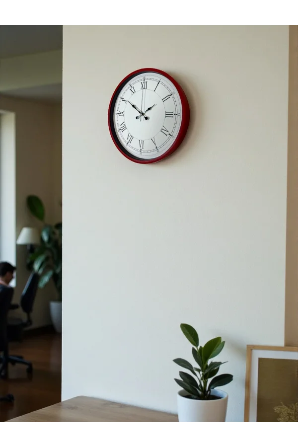 Zentime 36 Cm Kırmızı Dekoratif Duvar Saati