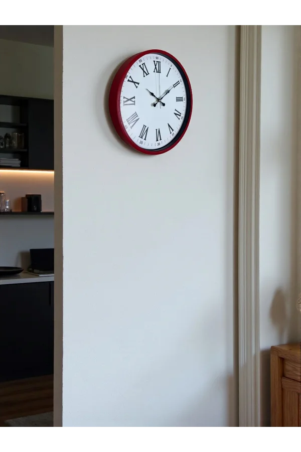 Zentime 36 Cm Kırmızı Dekoratif Duvar Saati