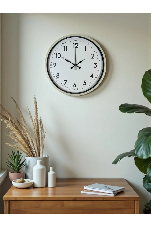 Zentime 36 Cm Krem Dekoratif Duvar Saati