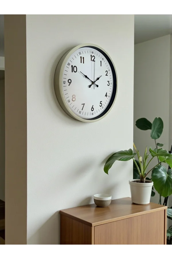 Zentime 36 Cm Krem Dekoratif Duvar Saati