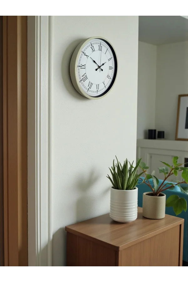 Zentime 36 Cm Krem Dekoratif Duvar Saati