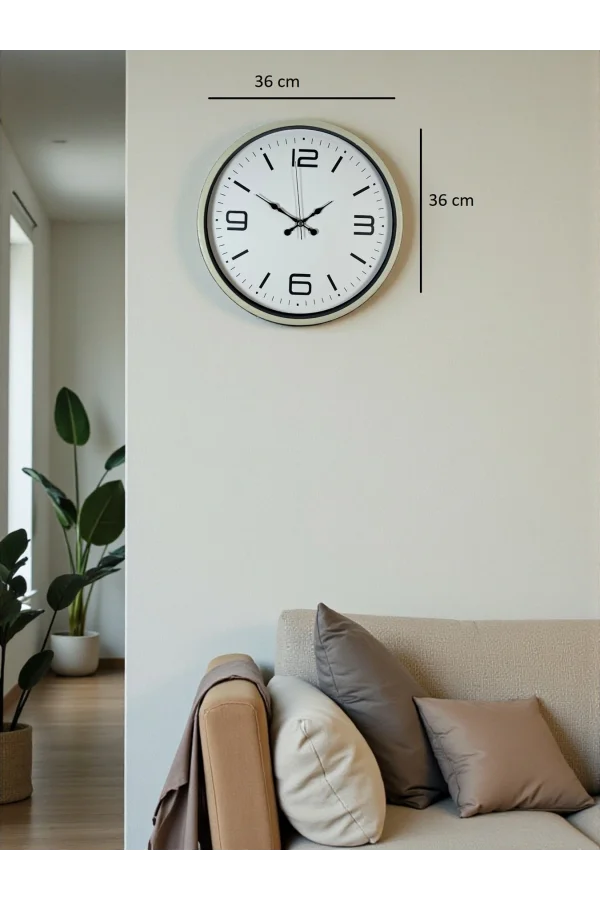 Zentime 36 Cm Krem Dekoratif Duvar Saati