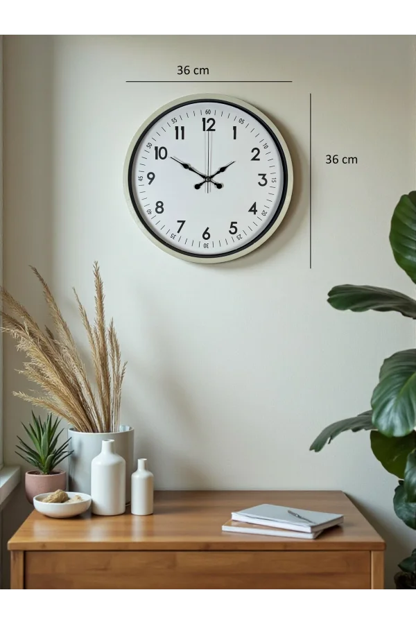 Zentime 36 Cm Krem Dekoratif Duvar Saati