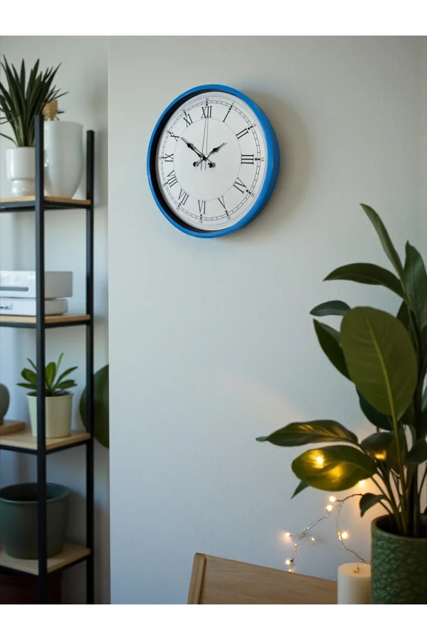 Zentime 36 Cm Mavi Dekoratif Duvar Saati