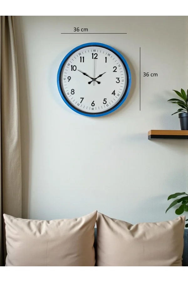Zentime 36 Cm Mavi Dekoratif Duvar Saati