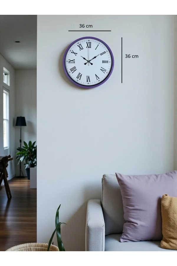 Zentime 36 Cm Mor Dekoratif Duvar Saati