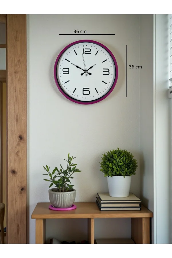Zentime 36 Cm Pembe Dekoratif Duvar Saati