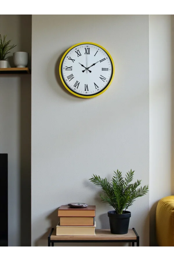 Zentime 36 Cm Sarı Dekoratif Duvar Saati