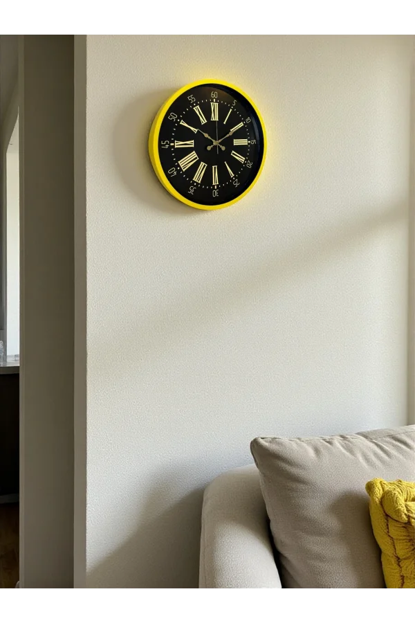 Zentime 36 Cm Sarı Dekoratif Duvar Saati