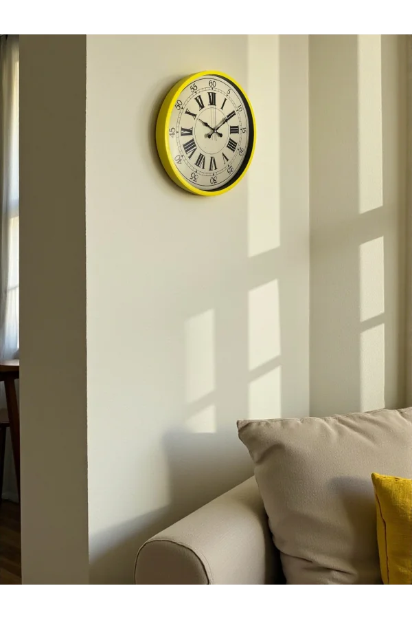 Zentime 36 Cm Sarı Dekoratif Duvar Saati