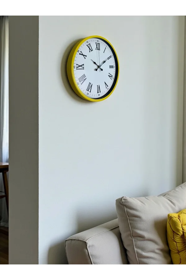 Zentime 36 Cm Sarı Dekoratif Duvar Saati