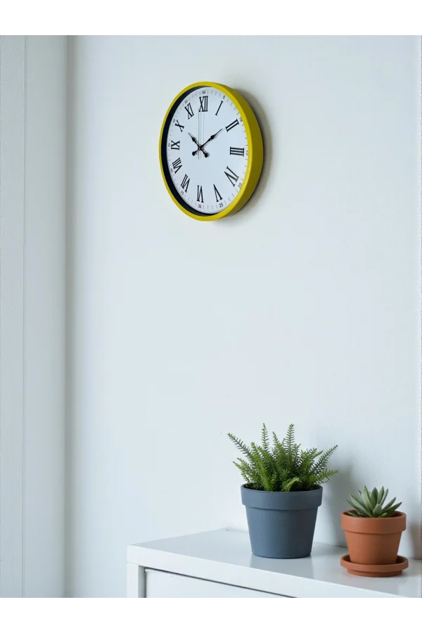 Zentime 36 Cm Sarı Dekoratif Duvar Saati