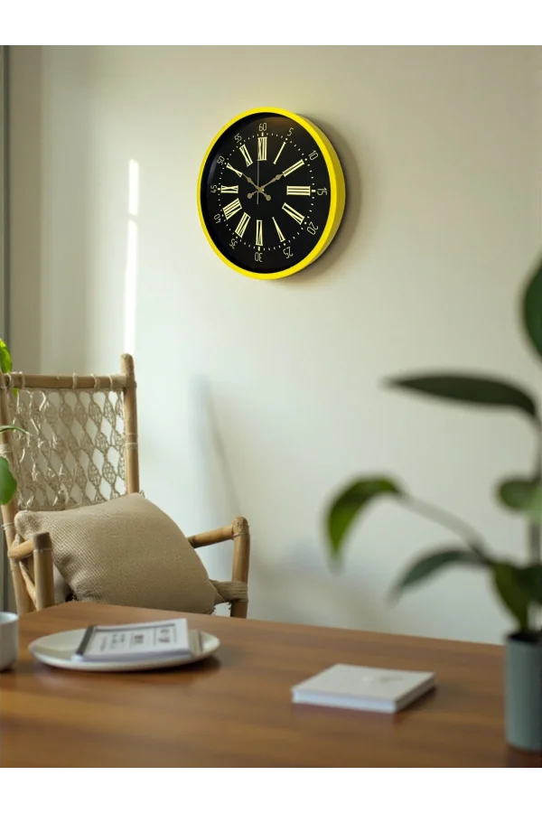Zentime 36 Cm Sarı Dekoratif Duvar Saati