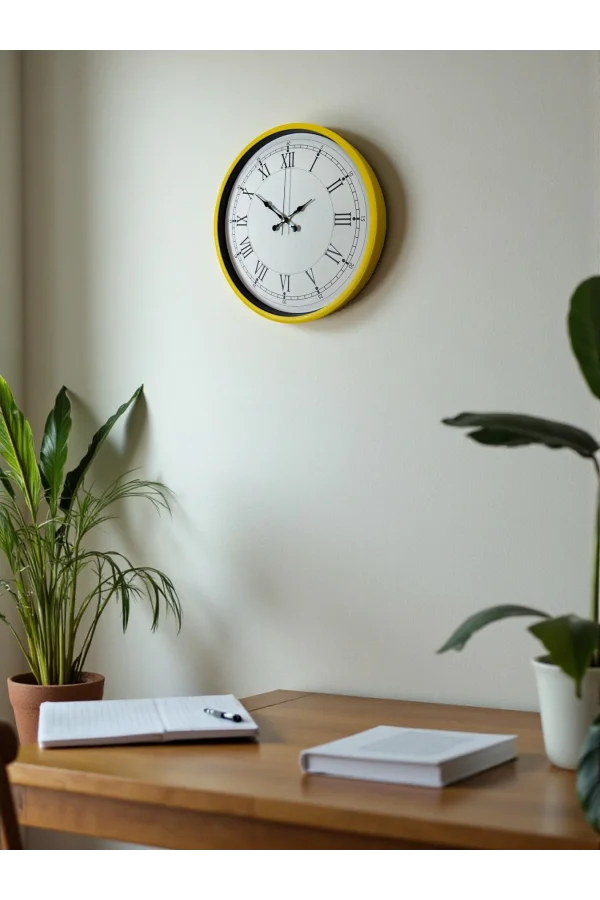 Zentime 36 Cm Sarı Dekoratif Duvar Saati