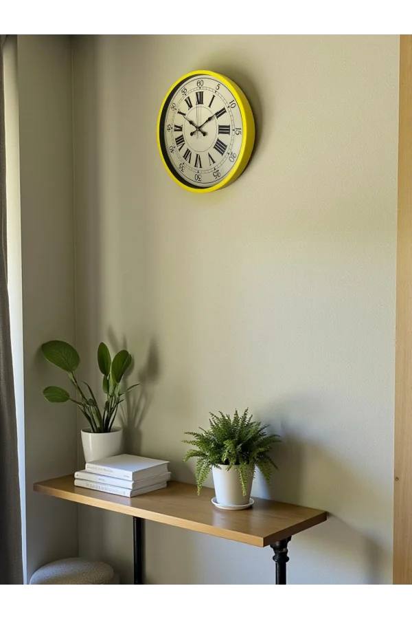 Zentime 36 Cm Sarı Dekoratif Duvar Saati