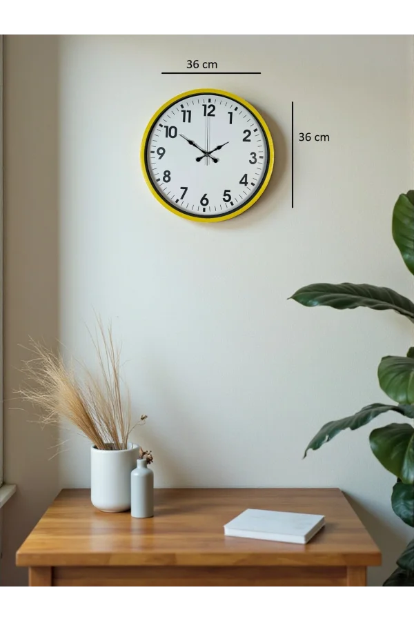 Zentime 36 Cm Sarı Dekoratif Duvar Saati