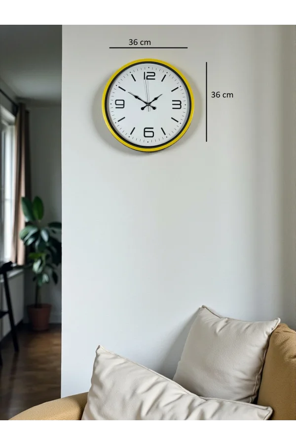 Zentime 36 Cm Sarı Dekoratif Duvar Saati