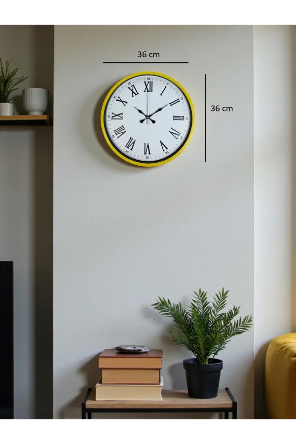 Zentime 36 Cm Sarı Dekoratif Duvar Saati
