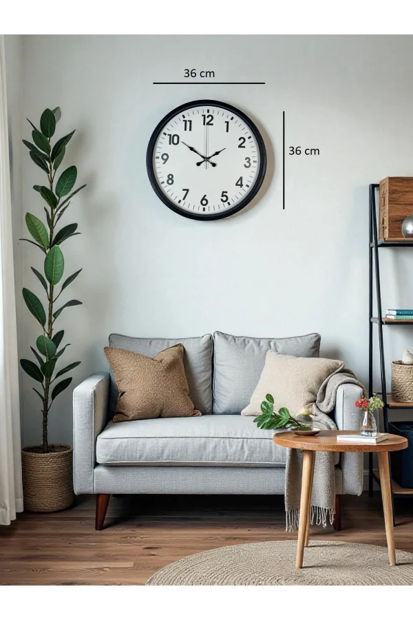 Zentime 36 Cm Siyah Dekoratif Duvar Saati