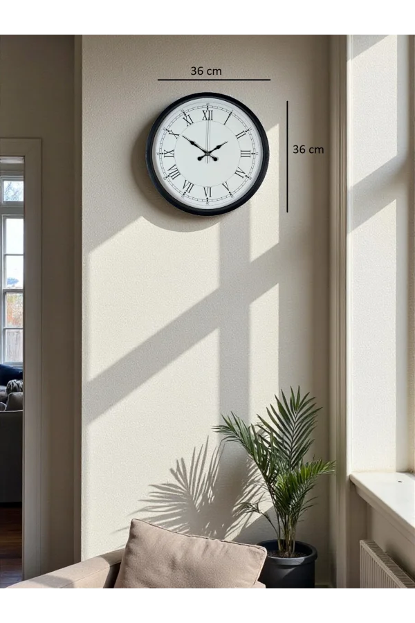 Zentime 36 Cm Siyah Dekoratif Duvar Saati