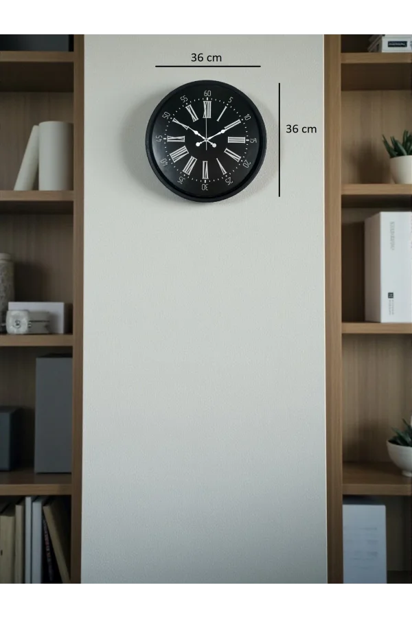 Zentime 36 Cm Siyah Dekoratif Duvar Saati
