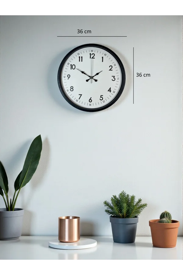 Zentime 36 Cm Siyah Dekoratif Duvar Saati
