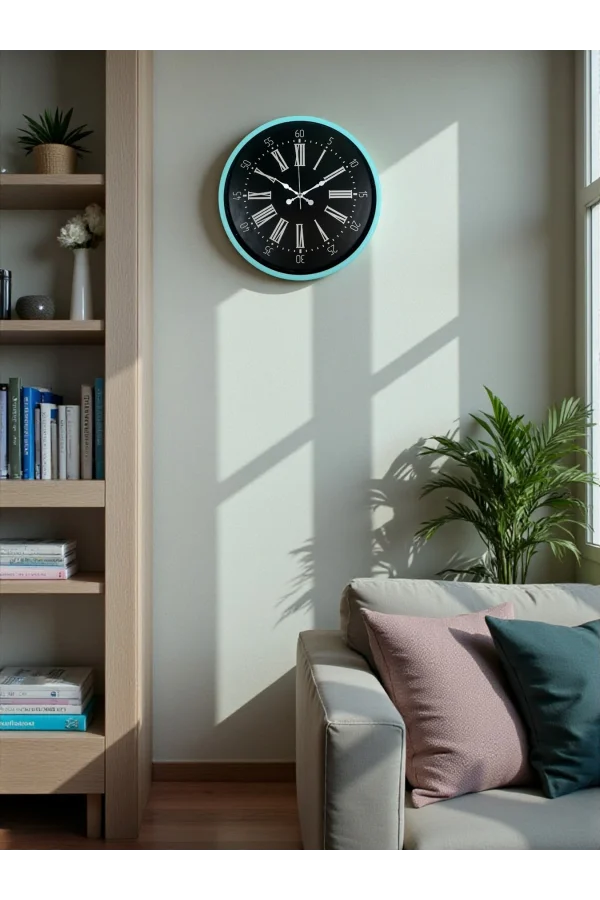Zentime 36 Cm Turkuaz Dekoratif Duvar Saati