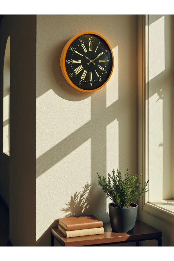 Zentime 36 Cm Turuncu Dekoratif Duvar Saati