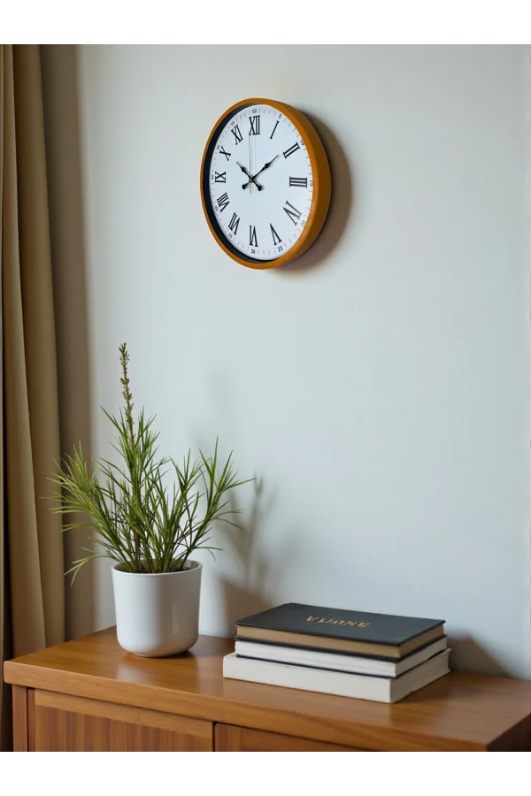 Zentime 36 Cm Turuncu Dekoratif Duvar Saati