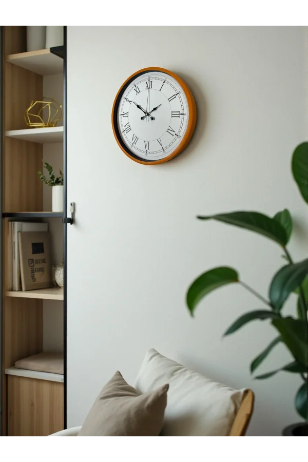 Zentime 36 Cm Turuncu Dekoratif Duvar Saati