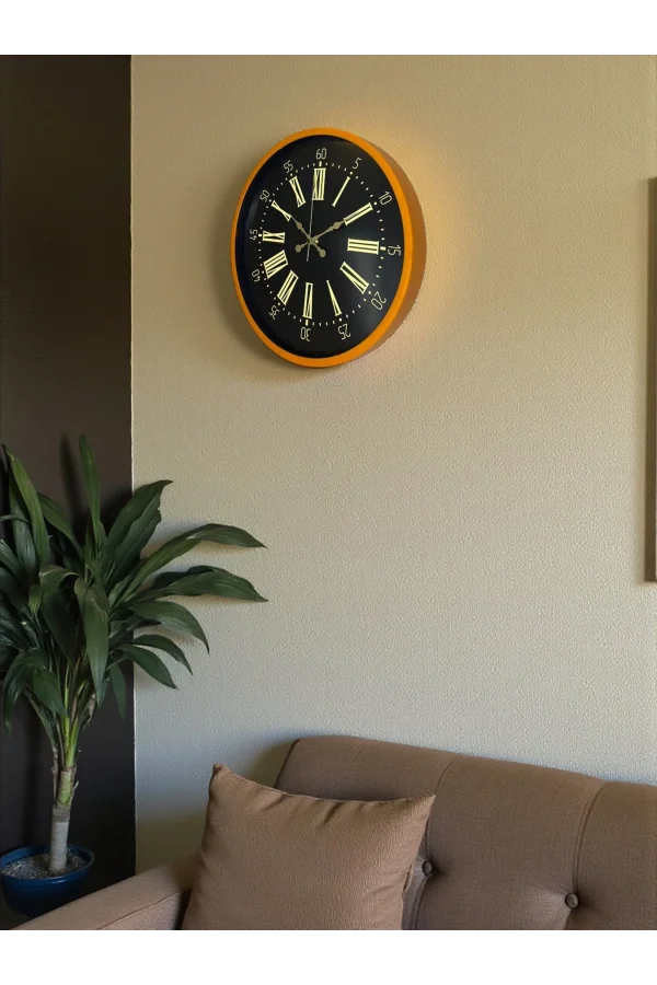 Zentime 36 Cm Turuncu Dekoratif Duvar Saati
