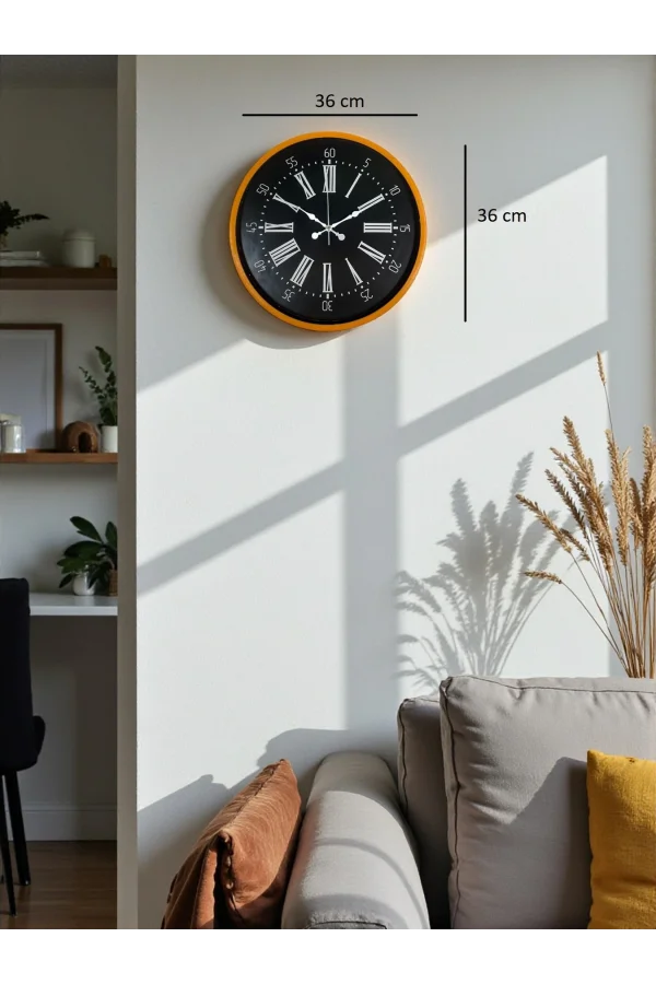 Zentime 36 Cm Turuncu Dekoratif Duvar Saati