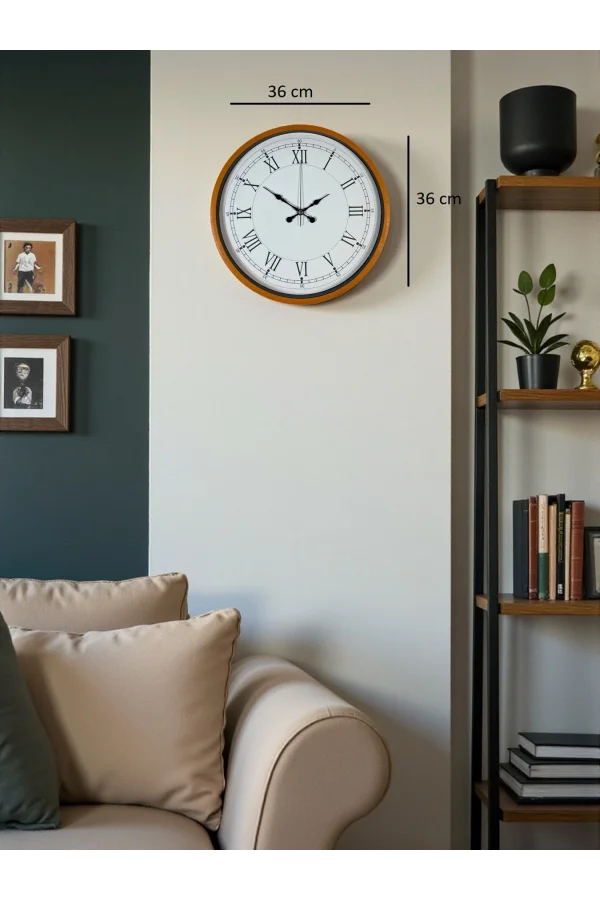 Zentime 36 Cm Turuncu Dekoratif Duvar Saati