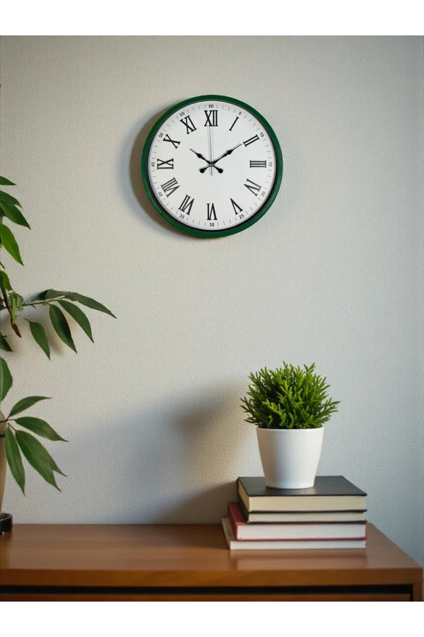 Zentime 36 Cm Yeşil Dekoratif Duvar Saati