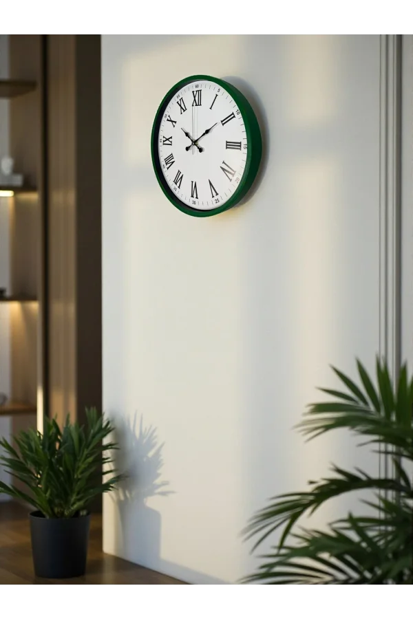 Zentime 36 Cm Yeşil Dekoratif Duvar Saati