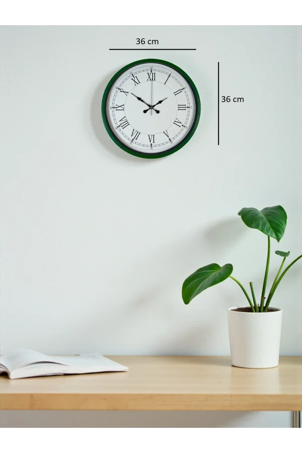 Zentime 36 Cm Yeşil Dekoratif Duvar Saati