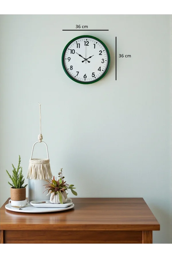 Zentime 36 Cm Yeşil Dekoratif Duvar Saati