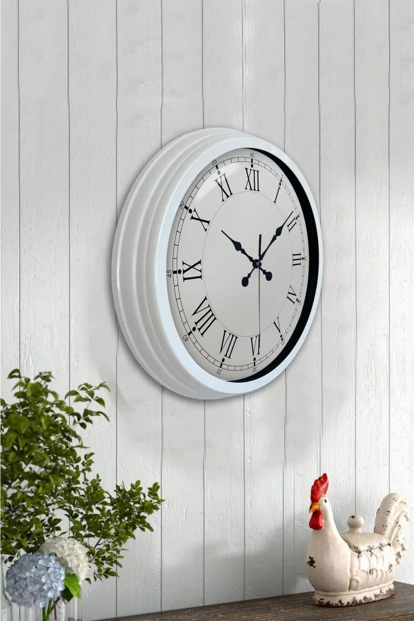 Zentime 40 Cm Beyaz Klasik Duvar Saati